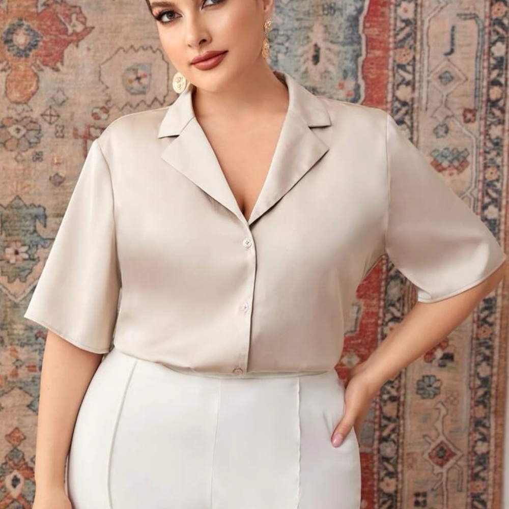 NEW Lapel Neck Button Front Blouse